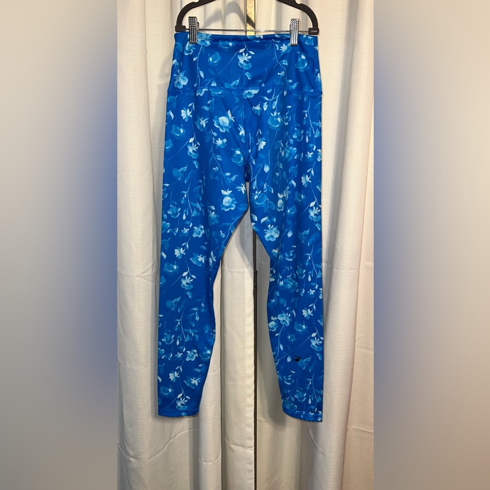 Glyder Size S High Power II Electric Blue High Waisted Legging Floral [J-26]